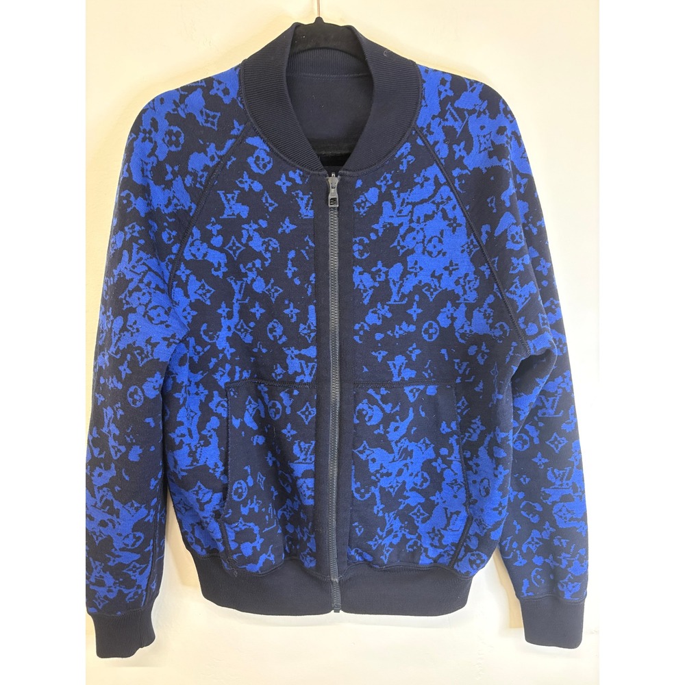 Louis Vuitton Reversible Monogram Bomber Jacket Blue Black Navy Mens Medium